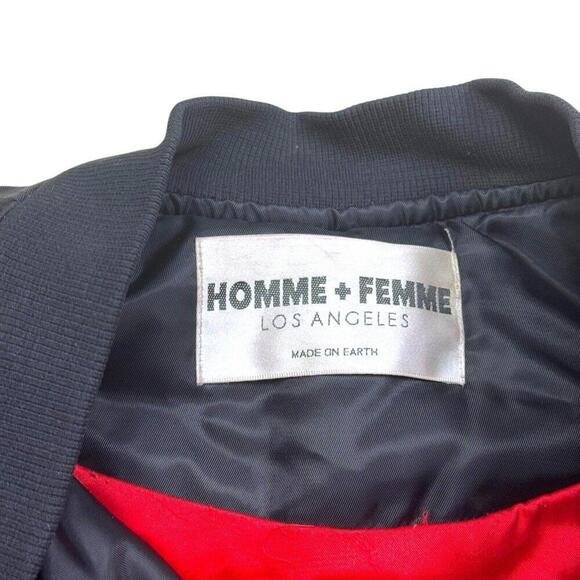 Homme Femme LA Bomber Jacket Black Streetwear Zip-Up HFLA Embroidered S Japan - Picture 8 of 13